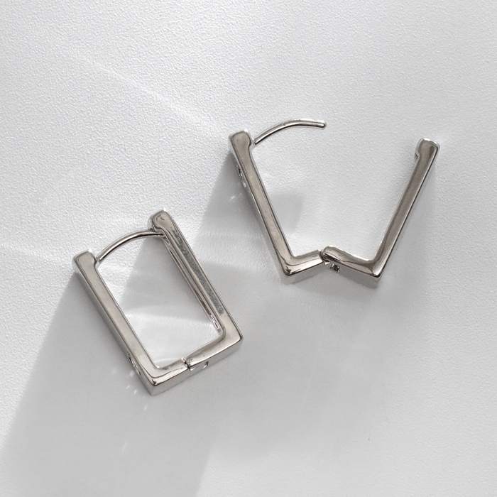 Серьги со стразами XUPING прямоугольник таинства, цвет белый в серебре