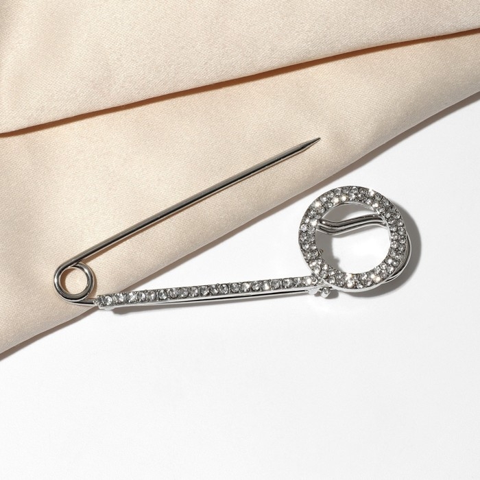 Булавка &laquo;Симпл&raquo; круг, 7 см, цвет белый в серебре