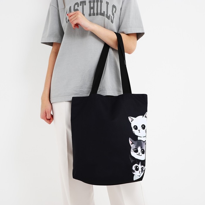 Шопер Котики, 40х12х38, цвет чёрный Шопер Котики, 40х12х38, цвет чёрный
