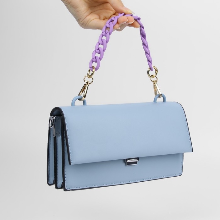 Цепочка для сумки, с карабинами, пластиковая, 23 × 17 мм, 30 см, цвет сиреневый/золотой Цепочка для сумки, с карабинами, пластиковая, 23 × 17 мм, 30 см, цвет сиреневый/золотой