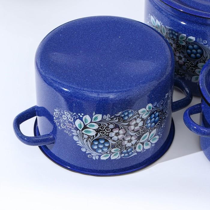 Набор эмалированных кастрюль &laquo;Голубика&raquo;, 3 предмета: 2,9 л, 4,5 л, 7 л, индукция