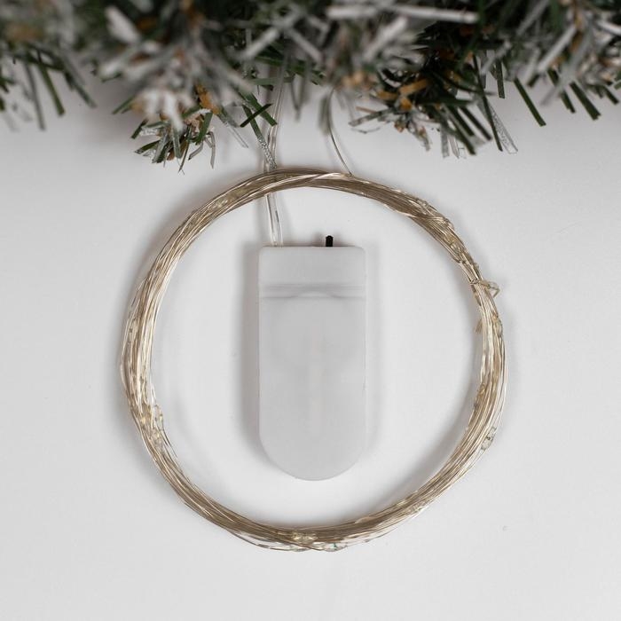 Гирлянда &laquo;Нить&raquo; 5 м роса, IP20, серебристая нить, 50 LED, батарейки CR2032х2 (в комплекте), свечение синее