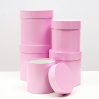 Набор шляпных коробок 5 в 1 "Сирень", 20 &times; 20 &times; 20‒13,5 &times; 13,5 &times; 13,5 см