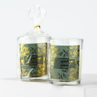 Новогодняя свеча с наклейкой &laquo;Новый год: С Новым годом!&raquo;, аромат черный лед,5х6х5 см