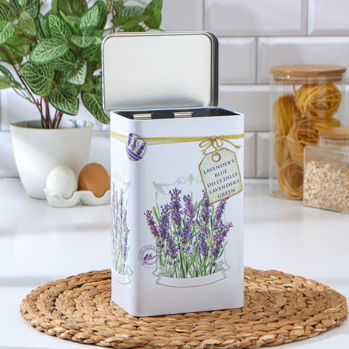 Банка для сыпучих продуктов &laquo;Лаванда&raquo;, 2,7 л, 9,5&times;21,5 см, прямоугольная