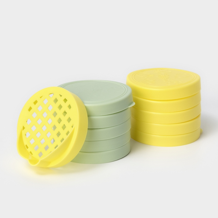 Крышки хозяйственные «Хозяюшкa», 10 шт + сливнaя крышкa, цвет МИКС Крышки хозяйственные «Хозяюшкa», 10 шт + сливнaя крышкa, цвет МИКС