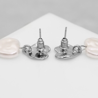 Серьги с жемчугом &laquo;Сердца&raquo; трио, цвет серебро