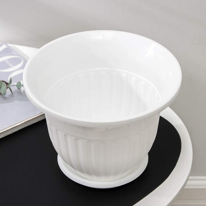 Горшок для цветов с поддоном &laquo;Лозанна&raquo;, 3 л, пластиковый, белый