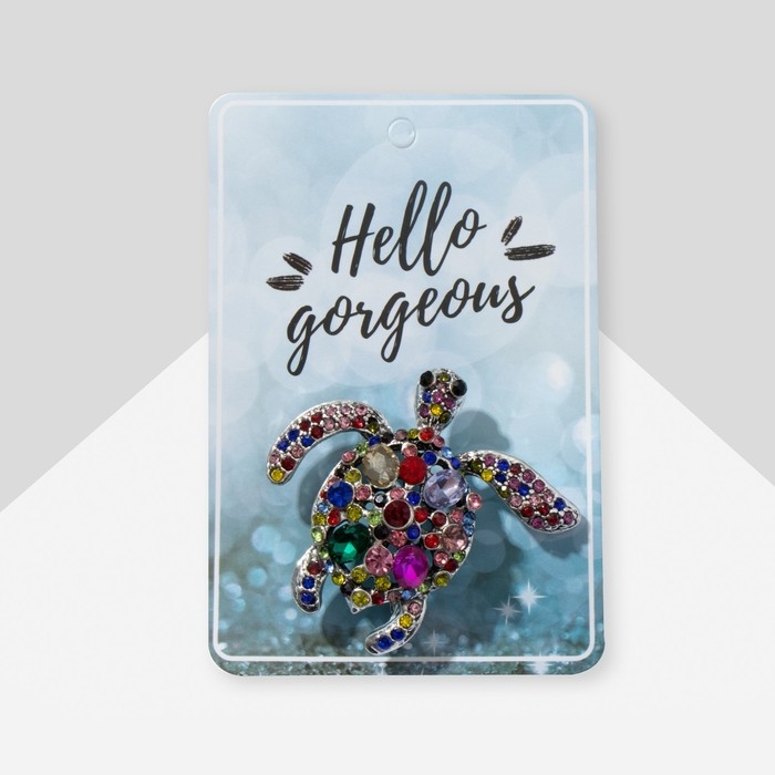 Брошь &laquo;Черепаха&raquo;, цветная в чернёном серебре