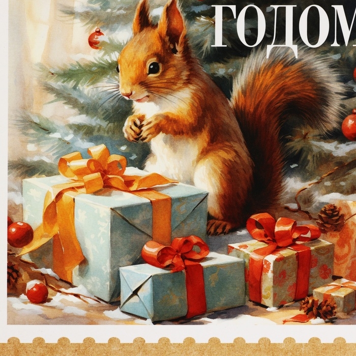 Коробка новогодняя складная &laquo;Ретро&raquo;, 17 х 17 х 7 см, Новый год