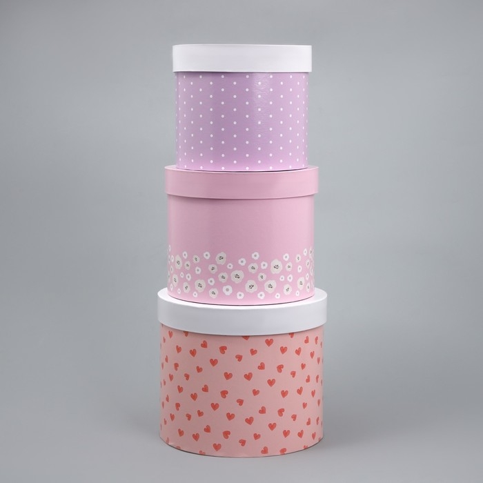 Набор шляпных коробок 3 в 1, упаковка подарочная, «Букетики», 16 х 16 х 14‒20 х 20 х 17 см Набор шляпных коробок 3 в 1, упаковка подарочная, «Букетики», 16 х 16 х 14‒20 х 20 х 17 см