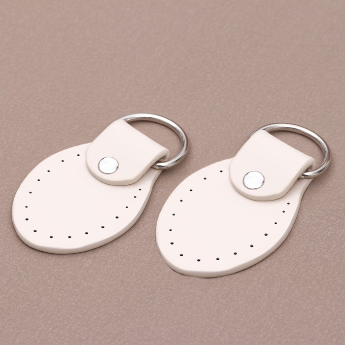 Петля пришивная для сумки, с полукольцом, пара, 7,5 × 4 см, цвет молочный/серебряный Петля пришивная для сумки, с полукольцом, пара, 7,5 × 4 см, цвет молочный/серебряный