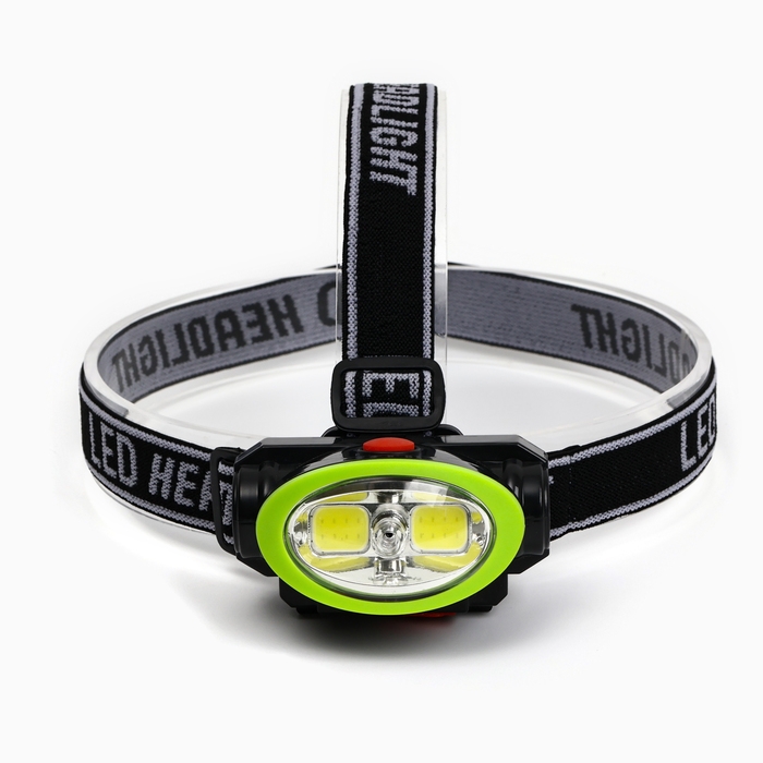 Фонарь налобный аккумуляторный, 5Вт, 1200 мАч, 120 лм, 2 режима, лазер, 5 х 6.5 см, зеленый