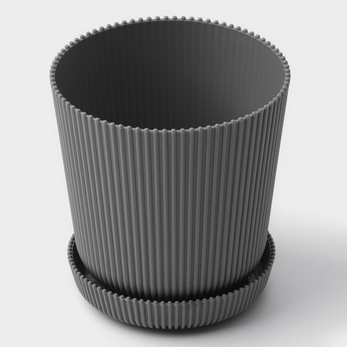 Горшок для цветов с поддоном, 12&times;11,5 см, цвет серый