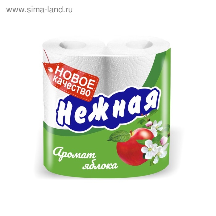 Туалетная бумага &laquo;Нежная арома яблоко&raquo;, 2 слоя, 4 рулона
