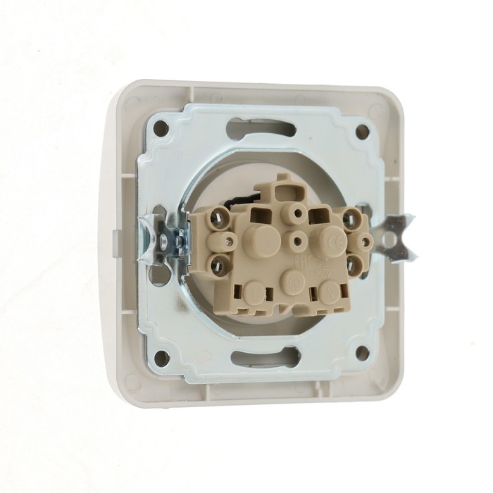 Розетка одноместная Luazon Lighting "Орион", 10 А, скрытая, без з/к, серебристая