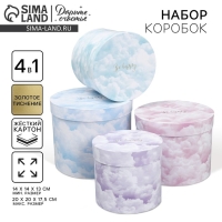 Набор шляпных коробок для цветов 4 в 1, упаковка подарочная, &laquo;Облака&raquo;, 14 х 13 см - 20 х 17.5 см
