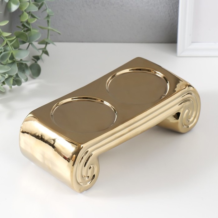 Подсвечник керамика на 2 свечи "Греция" d=7,5 см золото 22,5х10х7 см