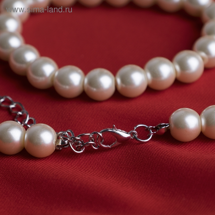 Набор 3 предмета: серьги, бусы, браслет, цвет белый, 45 см Набор 3 предмета: серьги, бусы, браслет, цвет белый, 45 см