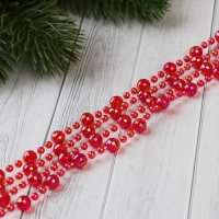 Бусы на ёлку 2,7 м d-7 мм "Льдинка" гранёные бусины, красный Бусы на ёлку 2,7 м d-7 мм "Льдинка" гранёные бусины, красный