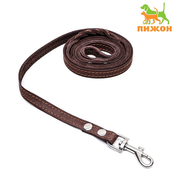 Поводок кожаный однослойный длинный, 2 м х 1,6 см, коричневый Поводок кожаный однослойный длинный, 2 м х 1,6 см, коричневый
