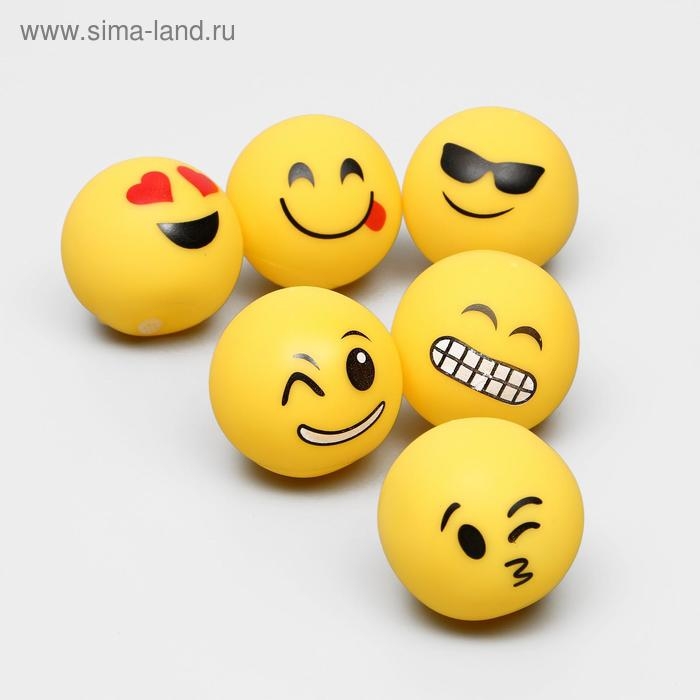 Игрушка пищащая "Смайлы" для собак, 6 см, микс эмоций