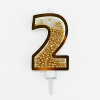 Свеча для торта, цифра с шейкером &laquo;2&raquo; , 9,5 х 4 см