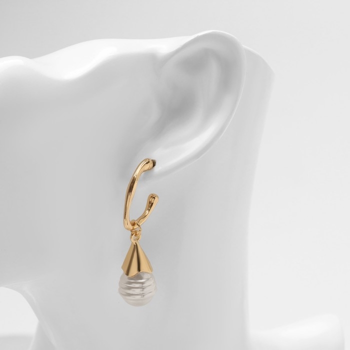 Серьги с жемчугом &laquo;Абстракция&raquo; фортуна, цвет золото