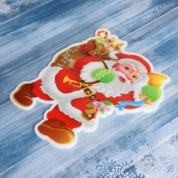 Наклейка на стекло "Дед Мороз с подарками и колокольчиком" 14,5х18 см, красный Наклейка на стекло "Дед Мороз с подарками и колокольчиком" 14,5х18 см, красный