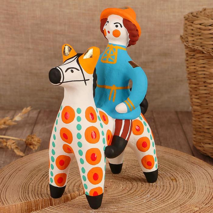 Дымковская игрушка "Всадник", 12 см,  микс