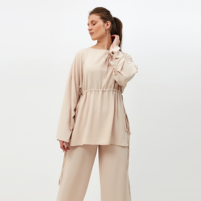 Костюм женский (туника, брюки) MINAKU: Casual Collection цвет бежевый, размер 48 Костюм женский (туника, брюки) MINAKU: Casual Collection цвет бежевый, размер 48