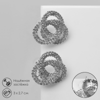 Серьги со стразами «Спираль» круг, цвет белый в серебре Серьги со стразами «Спираль» круг, цвет белый в серебре