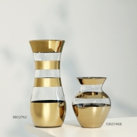 Ваза для цветов &laquo;Золото&raquo; стеклянная, прозрачная, 14,4 см, 700 мл.