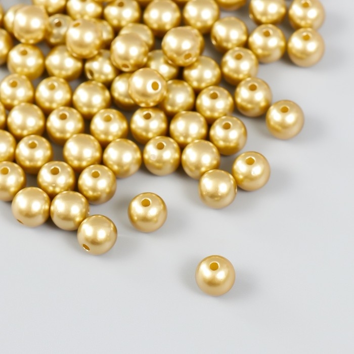 Набор бусин Набор бусин "Рукоделие" пластик, диаметр 8 мм, 25 гр, золотой