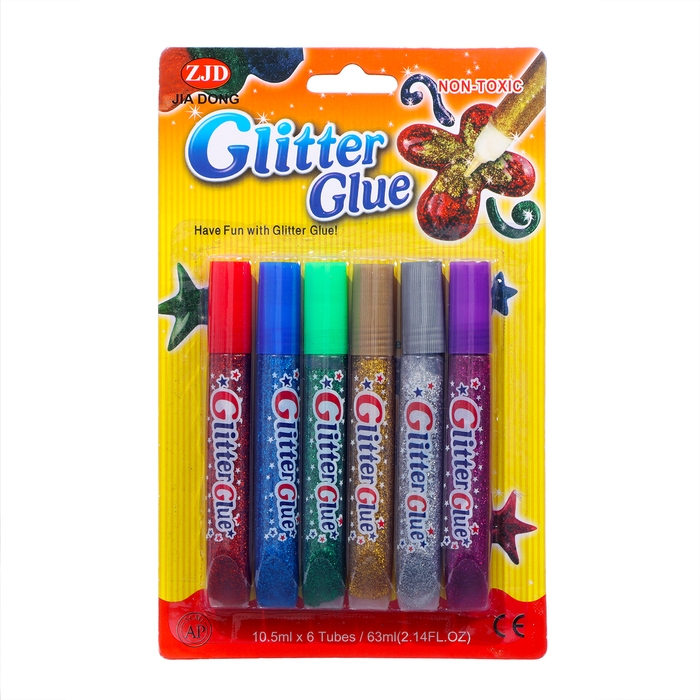 Косметический глиттер цветной (клеевой), набор, 6 шт, 12 гр