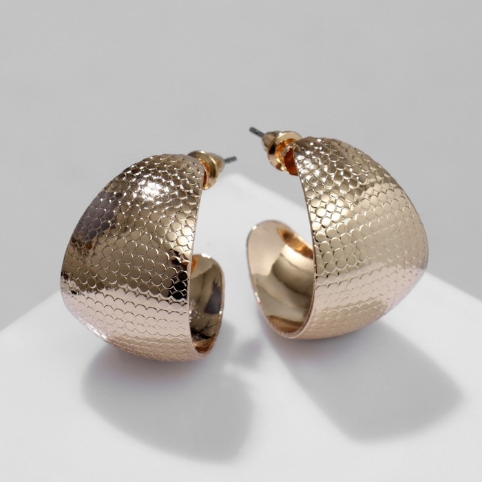 Серьги-кольца &laquo;Широкие&raquo; рельефные, цвет золото, d=2,6 см