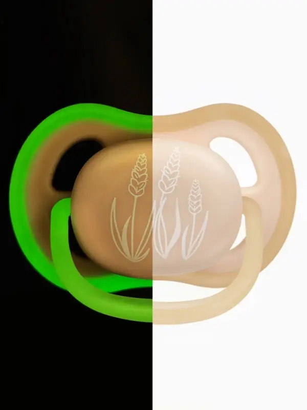 Светящаяся соска-пустышка анатомическая, силикон, от 6 мес., &laquo;Колоски&raquo;, цвет бежевый