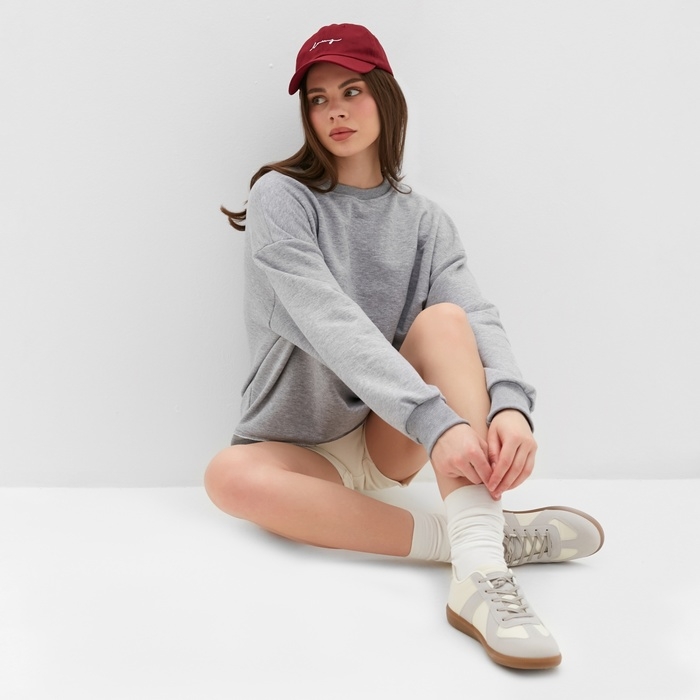 Свитшот женский MINAKU: Casual Collection цвет светло-серый меланж, размер 50-52 Свитшот женский MINAKU: Casual Collection цвет светло-серый меланж, размер 50-52