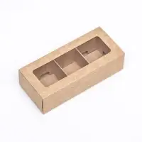 Коробка с обечайкой с окном &laquo;под 3 конфеты&raquo; 13&times;5&times;3.3 см, крафт