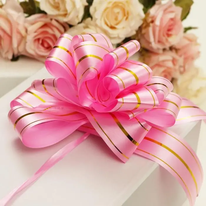 Бант - шар №5 &laquo;Золотые полосы&raquo;, розовый