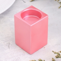 Подсвечник "Квадрат" из гипса, 5х8см, розовый Подсвечник "Квадрат" из гипса, 5х8см, розовый
