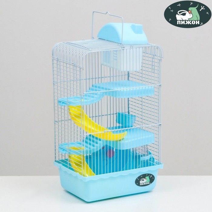 Клетка для мелких грызунов Клетка для мелких грызунов "Пижон", с наполнением, 23 х 17 х 40 см, голубая