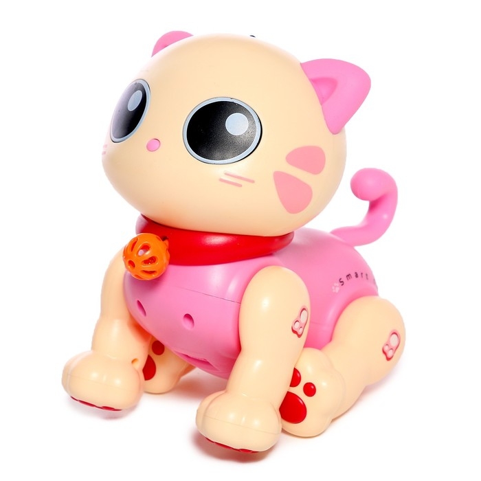 Робот кот &laquo;Пультовод&raquo; ZHORYA, на пульте управления, интерактивный: сенсорный, звук, свет, на батарейках, на русском языке, розовый