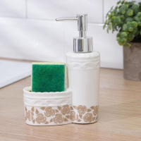 Дозатор для моющего средства с подставкой для губки Доляна &laquo;Роза золотая&raquo;, 200 мл