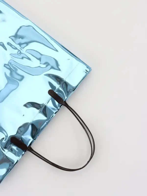 Пакет подарочный ПВХ, голография, голубой, пластиковая ручка, 26&times;22.5&times;10 см