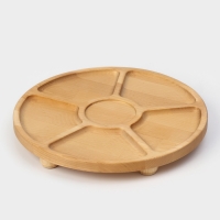 Подарочный набор деревянной посуды Adelica «Фортуна», менажница на ножках с соусницей, d=30 см, 70 мл, берёза Подарочный набор деревянной посуды Adelica «Фортуна», менажница на ножках с соусницей, d=30 см, 70 мл, берёза