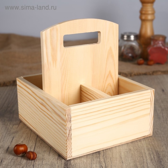 Подставка Подставка "Комбо" из СОСНЫ, с ручкой и 3мя отсеками, 19×17×8,5 см