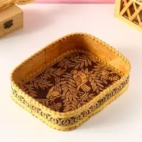 Сухарница "Птички" , 24,5х17,5х4,5см, береста