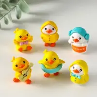 Сувенир полистоун "Утята на отдыхе" набор 6 шт 2,4х3х3 см