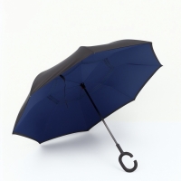 Зонт - наоборот «Однотон», механический, 8 спиц, R = 53/61 см, цвет чёрный/синий Зонт - наоборот «Однотон», механический, 8 спиц, R = 53/61 см, цвет чёрный/синий